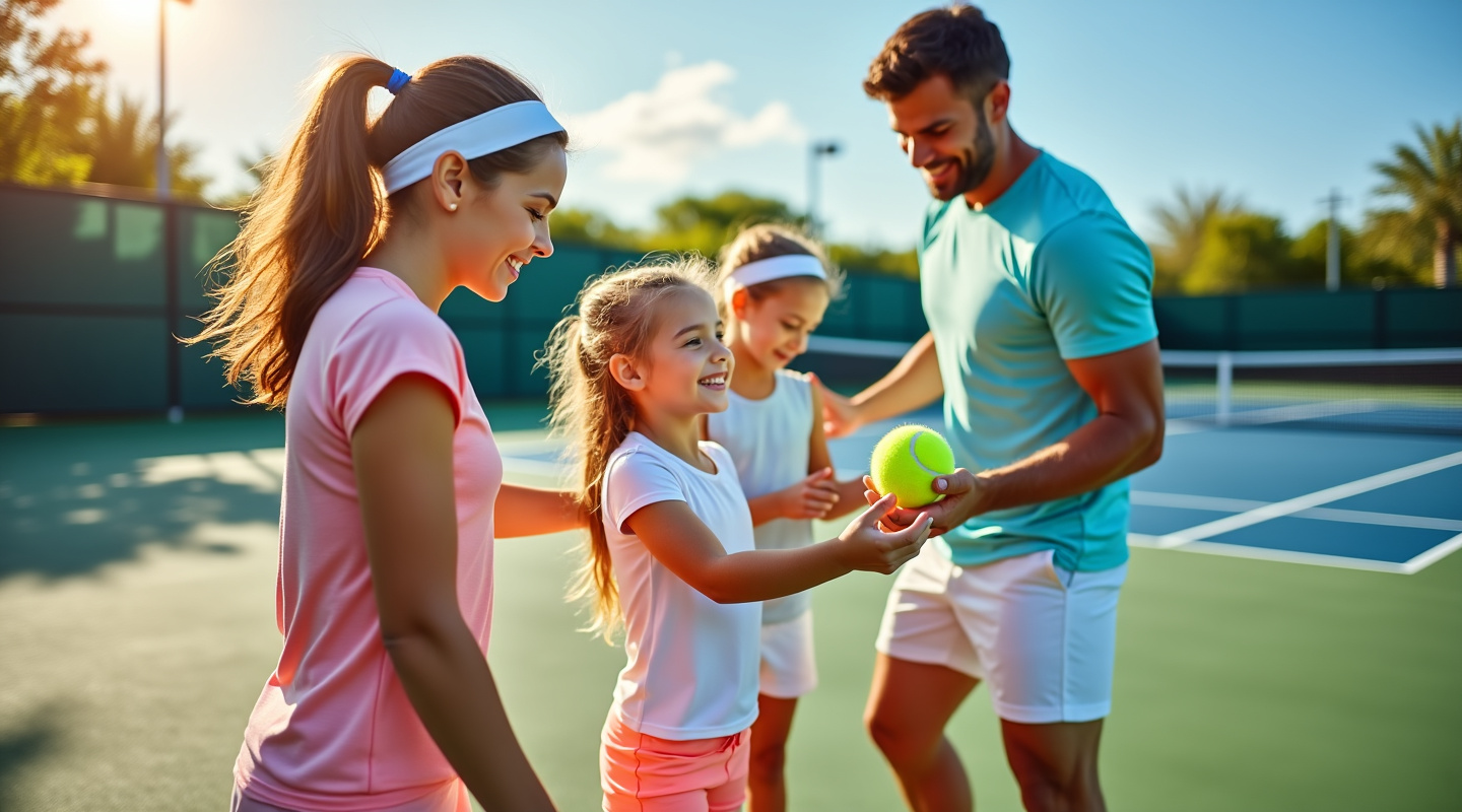 Family enjoying tennis together