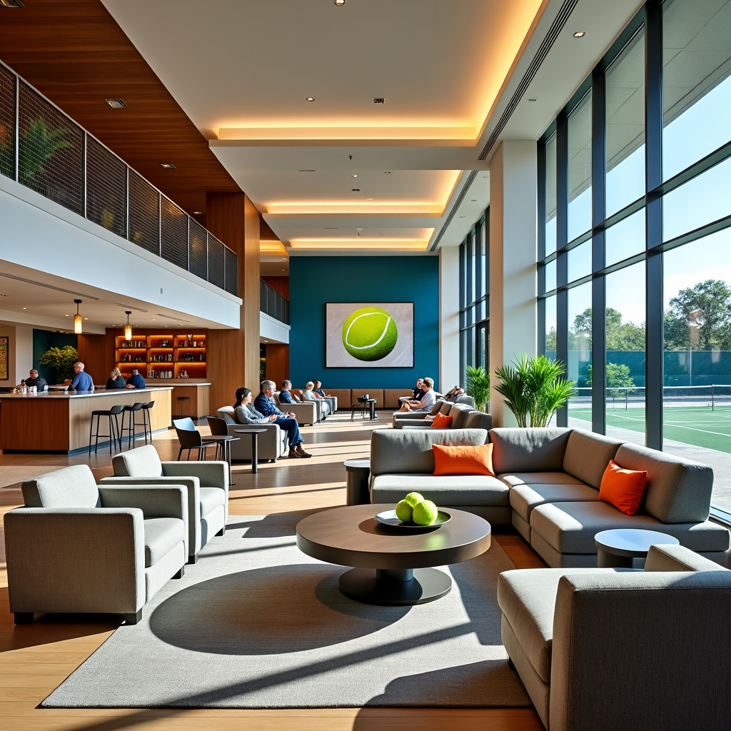 Our member lounge with views of the courts