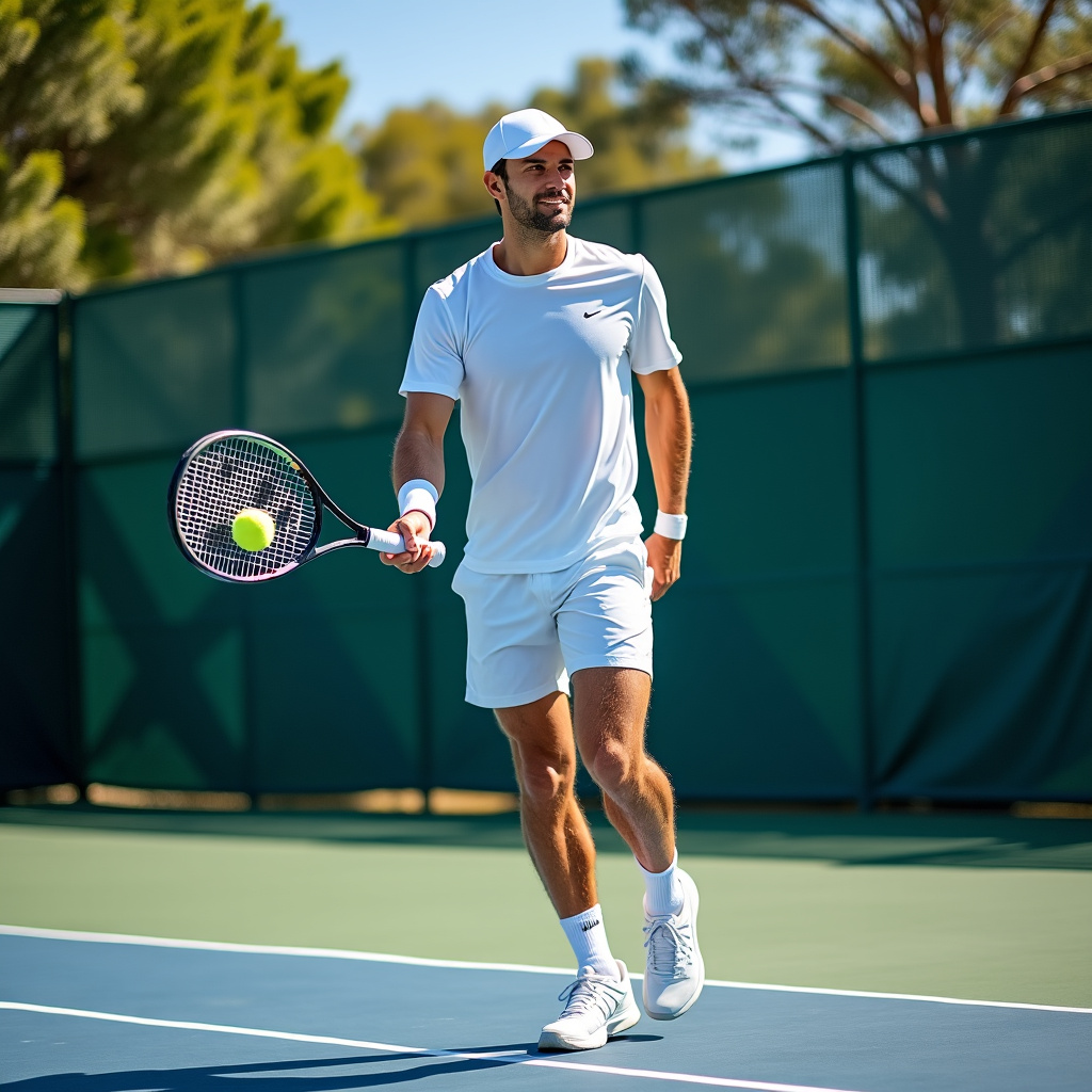Monthly member playing tennis
